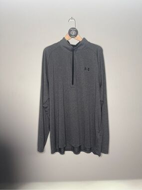 Under Armour Men's Dark Gray Heathered Quarter-Zip Pullover Size 3XLT